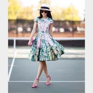 Ted Baker Green Pink Dixee Glitch Floral Dress size 4